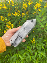 Large Tourmalinated Quartz 540-600g 6" to 6.5” Standing Obelisk from Brazil Black Quartz Display Wand Natural Big XL Crystal Column Healing