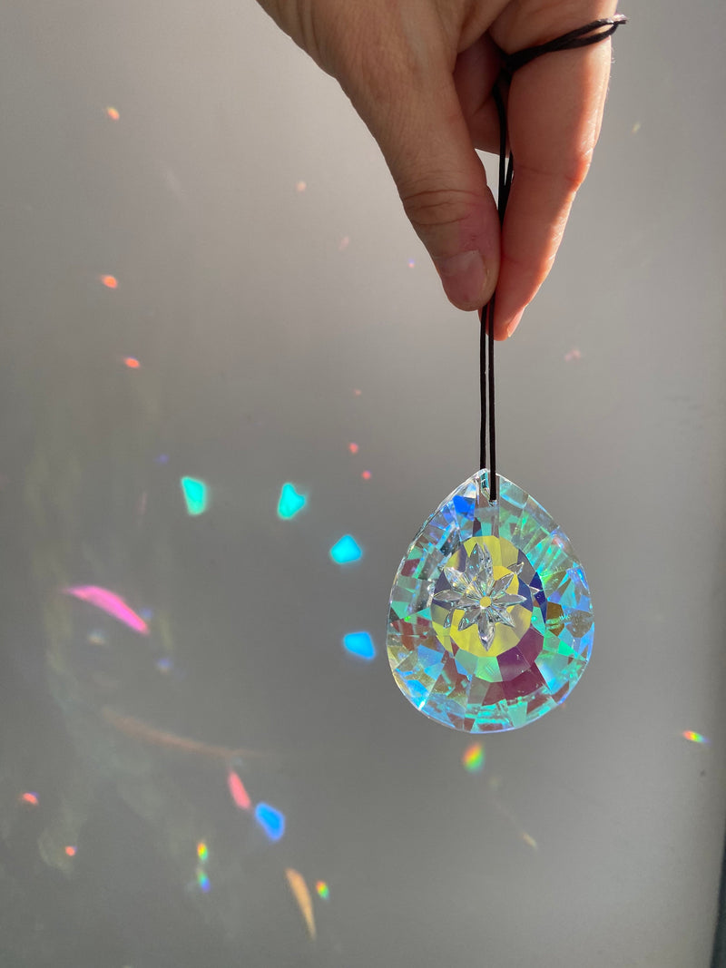 3" Large Suncatcher Star Prism Hanging Car Charm Window Faceted Sun Catcher Craft Crystal Chandelier Decoration Bridesmaid Gift AB Color