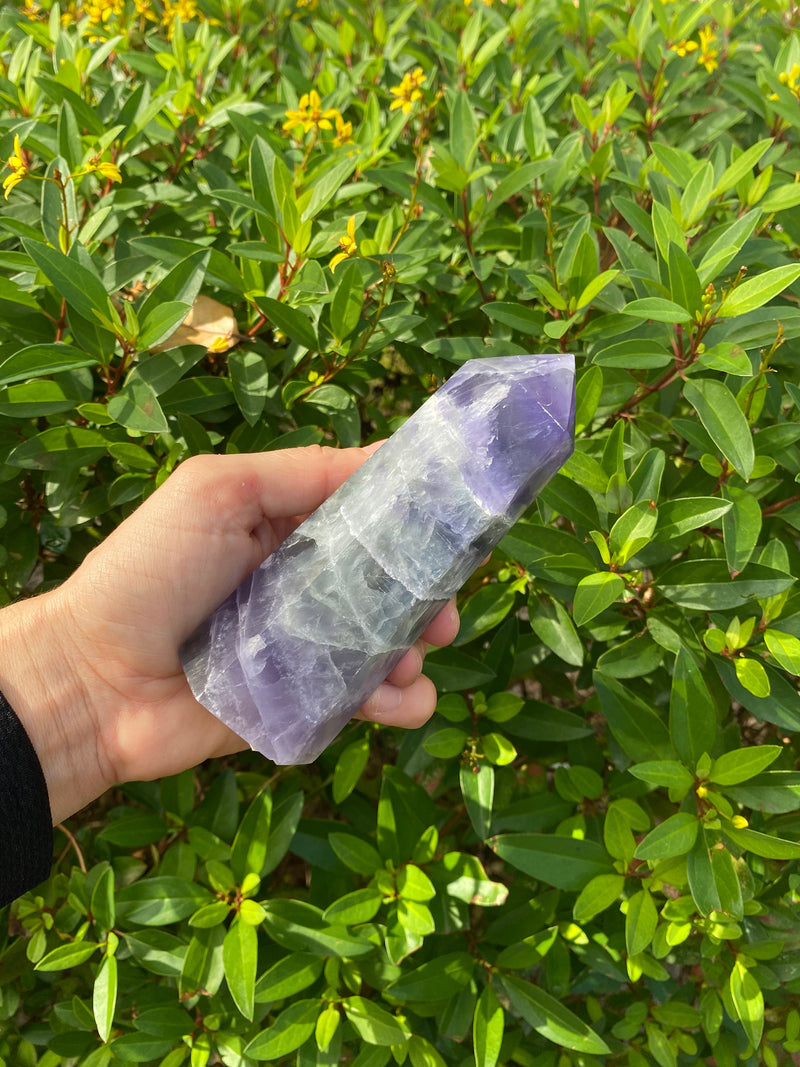 5.2-6.25” Large Rainbow Fluorite 460-690g Standing Obelisk from Colorado Rare Quartz Display Wand Natural Big XL Crystal Column Huge Healing