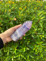 5.2-6.25” Large Rainbow Fluorite 460-690g Standing Obelisk from Colorado Rare Quartz Display Wand Natural Big XL Crystal Column Huge Healing