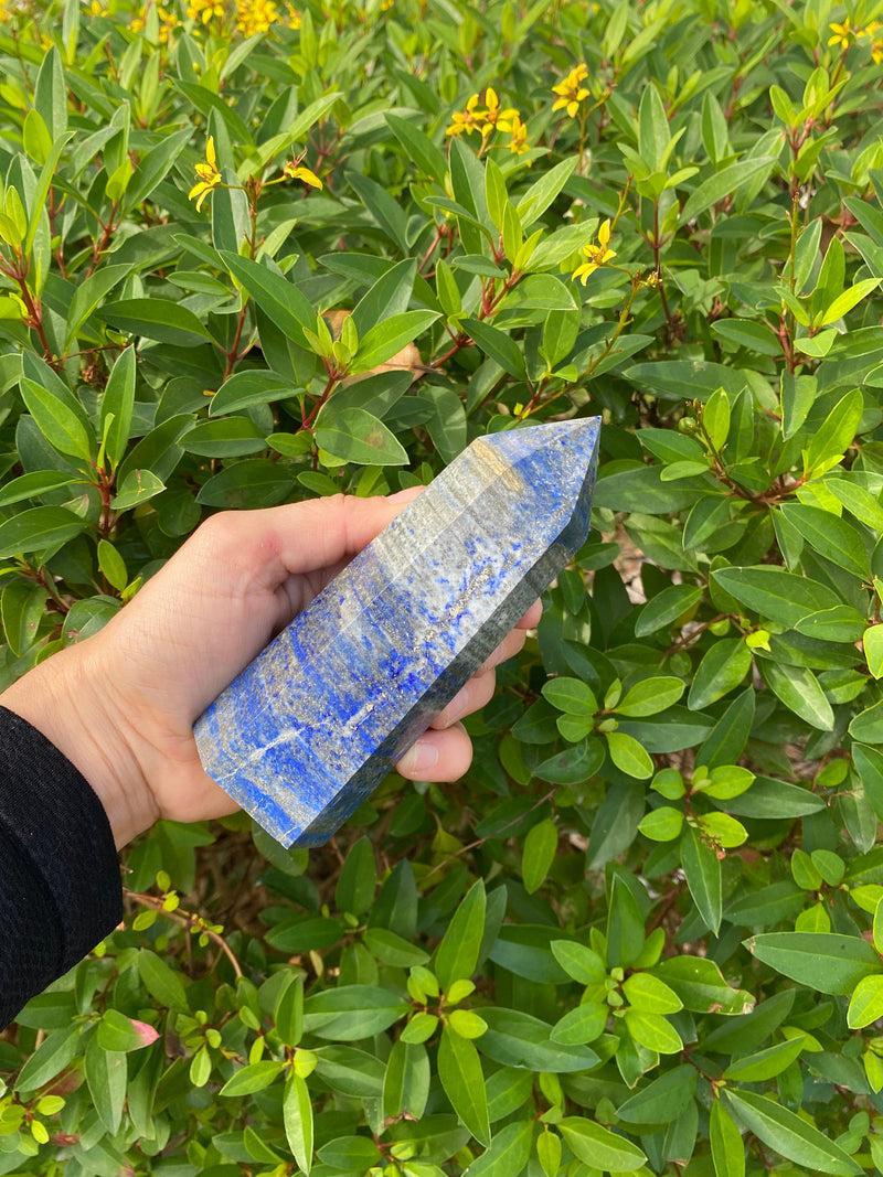 5.1-5.88” Large Rare Lapis Lazuli 460-580g Standing Obelisk from Chile Pyrite Quartz Display Wand Natural Big XL Crystal Column Huge Healing