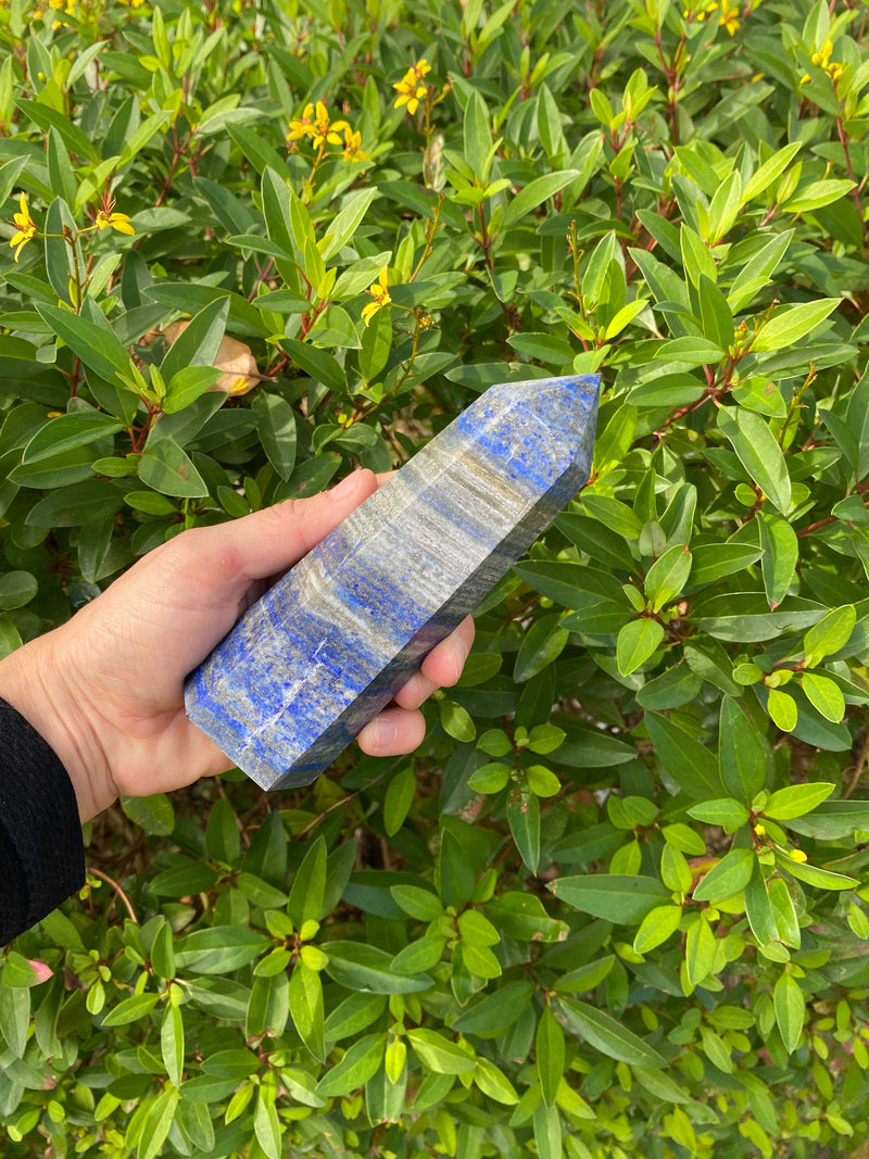 5.1-5.88” Large Rare Lapis Lazuli 460-580g Standing Obelisk from Chile Pyrite Quartz Display Wand Natural Big XL Crystal Column Huge Healing