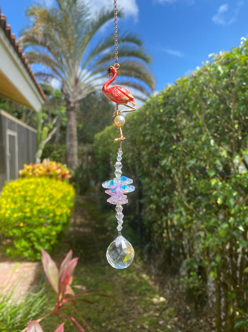 Flamingo Suncatcher Crystal Pendant Sun Catcher Car Charm, Rainbow Maker Hanging Window Decoration Wedding Bridesmaid Wedding Gift