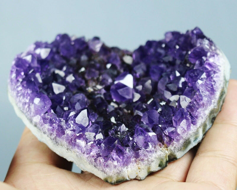 3.41" Rare Gorgeous Dark Purple Amethyst Heart Crystal Cluster Unique Stalactite Druzy 3 Inch Uruguay Birthday Christmas Anniversary Gift