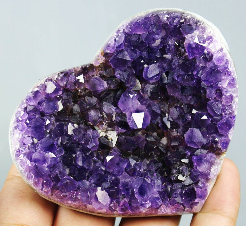 3.41" Rare Gorgeous Dark Purple Amethyst Heart Crystal Cluster Unique Stalactite Druzy 3 Inch Uruguay Birthday Christmas Anniversary Gift