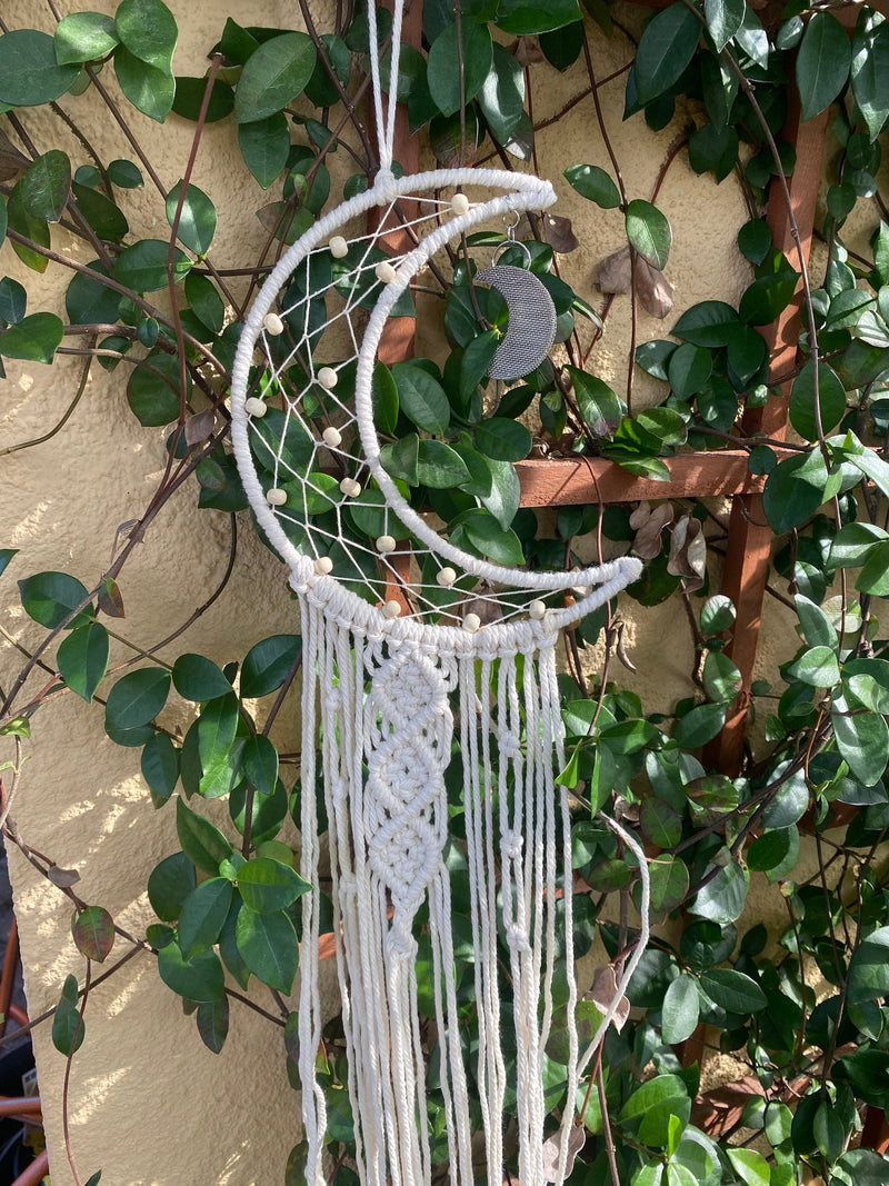 LED Crescent Moon Wood Bead Dreamcatcher UNASSEMBLED Fairy Lights Macrame Tapestry Wall Decoration Gift Large Girl Boy Nursery Wall Hanging