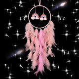 Pale Pink Feather Rainbow Heart Fairy Lights Dreamcatcher Chakra Unique Wall Hanging Art Decor Dream Catcher Girl Boy Birthday New Baby Gift