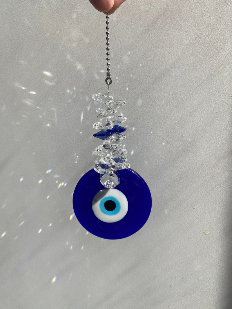 Lucky Blue Evil Eye Crystal Suncatcher Turkish Talisman Rainbow Maker Window Wall Decoration Good Luck Blessing Birthday Housewarming Gift