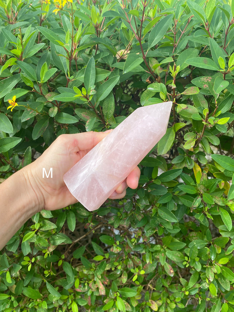 5.1-6.25” Huge Rose Quartz 390-630g Standing Quartz Obelisk Madagascar Dark Pink Display Natural Big Love Crystal Column XL Large A+ Healing