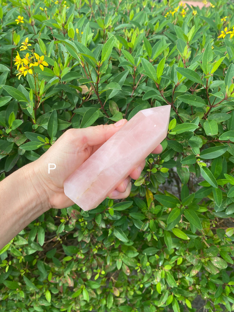 5.1-6.25” Huge Rose Quartz 390-630g Standing Quartz Obelisk Madagascar Dark Pink Display Natural Big Love Crystal Column XL Large A+ Healing