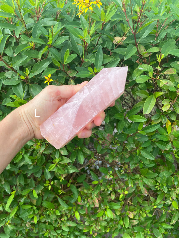 5.1-6.25” Huge Rose Quartz 390-630g Standing Quartz Obelisk Madagascar Dark Pink Display Natural Big Love Crystal Column XL Large A+ Healing