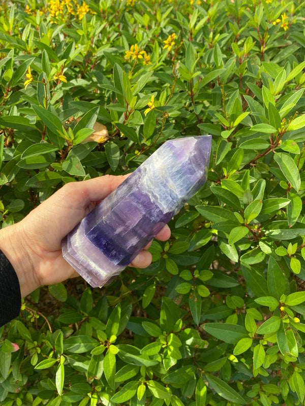 5.2-6.25” Large Rainbow Fluorite 460-690g Standing Obelisk from Colorado Rare Quartz Display Wand Natural Big XL Crystal Column Huge Healing