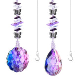 Set 2 Purple Butterfly Suncatchers & GIFT BOX Metal Bead Crystal Teardrop Prism Rainbow Maker Window Decoration Home Girl Baby Gift