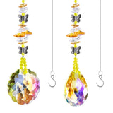 Set 2 Yellow Butterfly Suncatchers & GIFT BOX Metal Bead Crystal Teardrop Prism Rainbow Maker Window Decoration Home Girl Baby Gift