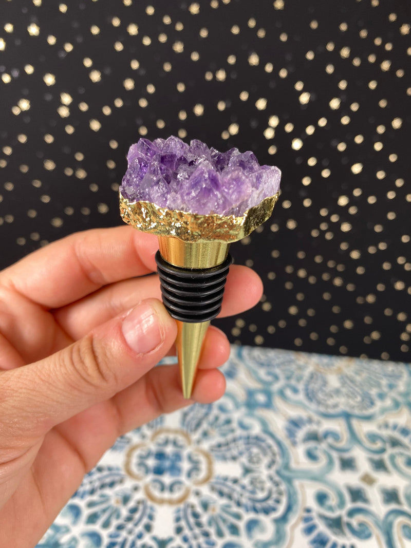 Crystal Wine Bottle Stopper Rose Quartz Ball, Amethyst Geode, Clear Quartz Terminated Point, Bottle Stoppers Christmas Birthday Gift Set