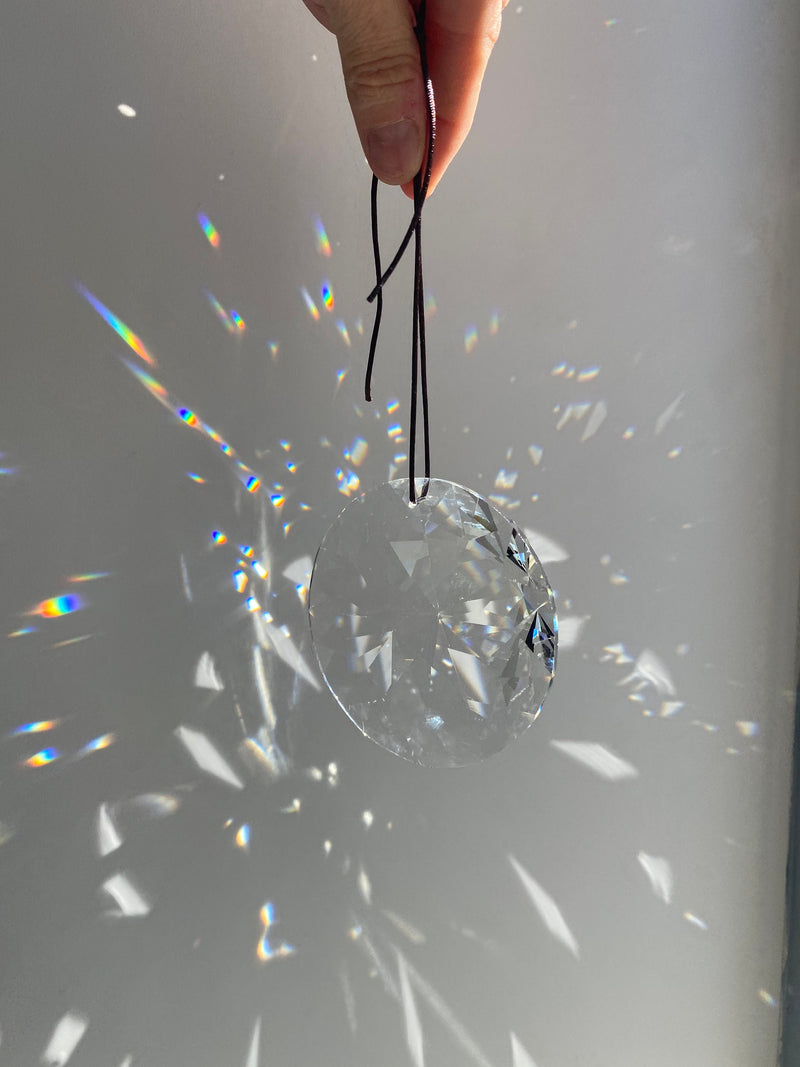 XL 75mm Suncatcher Mandala Flower Circle Prism Hanging Car Charm Window Round Faceted Crystal Chandelier Craft Supplies Bridesmaid Gift