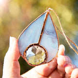 Stained Glass Teardrop Suncatcher Window Hanging Pendant Decoration Car Charm Christmas Ornament Home Decor Patio Blue Green Gray Pink