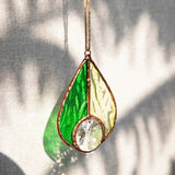 Stained Glass Teardrop Suncatcher Window Hanging Pendant Decoration Car Charm Christmas Ornament Home Decor Patio Blue Green Gray Pink