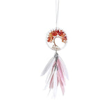 Cute Tree of Life Pink White Feather Dreamcatcher FREE SHIP Car Rear View Mirror Small Accessory Window Charm Suncatcher Pendant