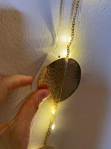 7 Metal Moon Phase Wall Hanging Decor with Lights Hammered Brass Garland Horizontal Vertical Decoration Housewarming Wedding Arch Birthday