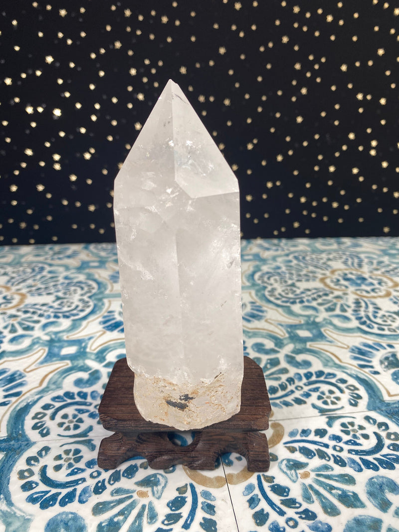 4.9” Large Clear Quartz Quartz Tower MANY RAINBOWS! 670g Self Standing Point from Madagascar Display Natural Crystal Column XL Huge Gift A