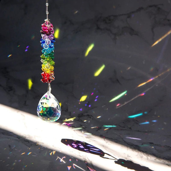 Large Teardrop Bead Suncatcher AB Crystal Sun Catcher Chakra 50mm Prism Rear View Mirror Car Charm Pendant Decor Rainbow Maker Bridesmaid