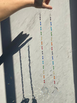 Crescent Moon & Sun Suncatcher Set Chakra Prism Sun Catcher Rear View Mirror Car Charm Crystal Ornament Gift Decor Rainbow Maker Bridesmaid