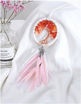 Cute Tree of Life Pink White Feather Dreamcatcher FREE SHIP Car Rear View Mirror Small Accessory Window Charm Suncatcher Pendant