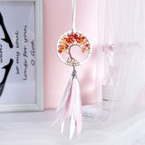 Cute Tree of Life Pink White Feather Dreamcatcher FREE SHIP Car Rear View Mirror Small Accessory Window Charm Suncatcher Pendant