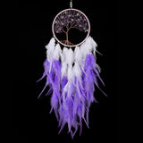 Tree of Life Lavender Feather Dreamcatcher Copper Beaded Dream Catcher Unique Wall Decoration Large Purple Nursery Zen Moher's Day Gift