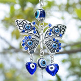 Evil Eye Blue Butterfly Suncatcher Crystal Sun Catcher Prism Ball Rainbow Maker Wind Chime Window Decoration Home Nursery Decor Gift For Her