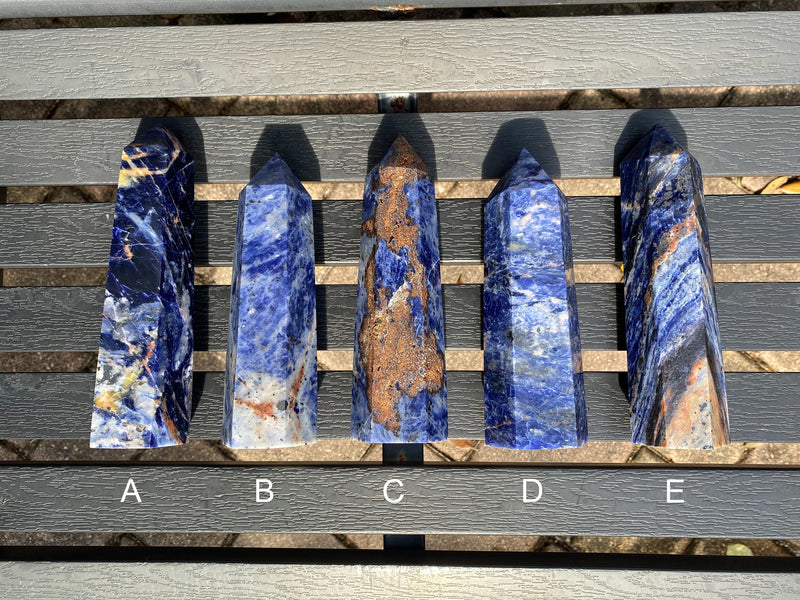 6.5-7.3” Large Sodalite 590-640g Standing Obelisk from Brazil Blue Rare Quartz Third Eye Display Wand Natural XL Crystal Column Huge Healing