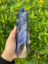 6.5-7.3” Large Sodalite 590-640g Standing Obelisk from Brazil Blue Rare Quartz Third Eye Display Wand Natural XL Crystal Column Huge Healing