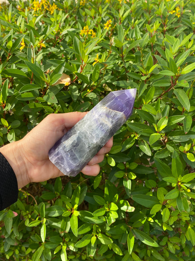 5.2-6.25” Large Rainbow Fluorite 460-690g Standing Obelisk from Colorado Rare Quartz Display Wand Natural Big XL Crystal Column Huge Healing