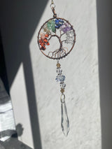 Tree of Life Circle of Life w Gift Bag 13" x 1.8" Eternity Crystal Suncatcher Car Charm Pendant Rainbow Maker Birthday Bridesmaid