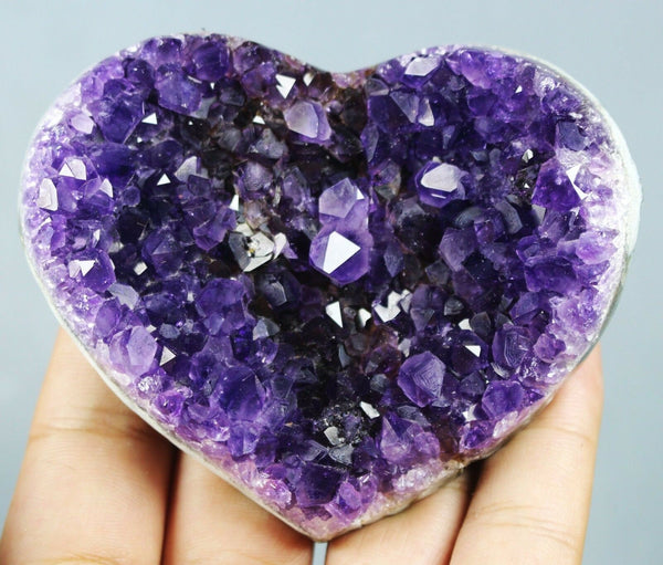 3.41" Rare Gorgeous Dark Purple Amethyst Heart Crystal Cluster Unique Stalactite Druzy 3 Inch Uruguay Birthday Christmas Anniversary Gift