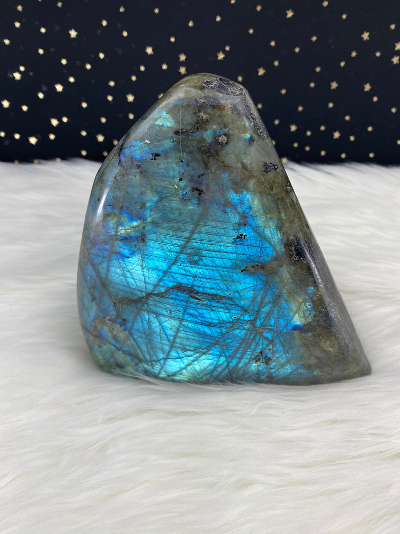6.5” 4.7lb Large Labradorite Self Standing Freeform from Madagascar 2130g Dark Blue Iridescence Flash Quartz Third Eye Natural Rare Crystal