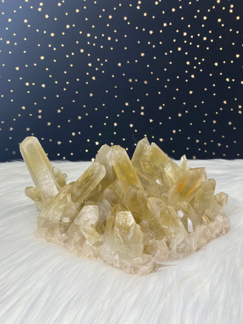 3LB 14oz Unheated Citrine Quartz Self Standing Cluster Natural Rare Reiki Crystal Lwena Congo 8" 1750g Birthday Housewarming Mother's Day