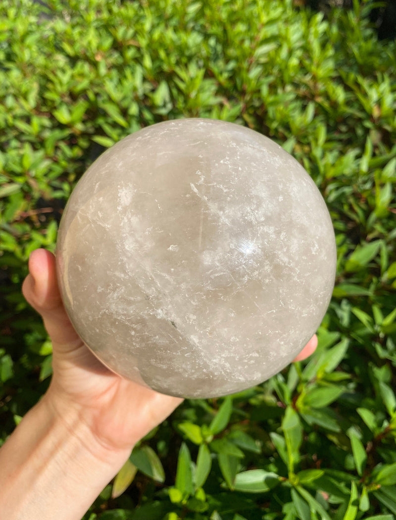 120mm 5.4 lb Large Smoky Quartz Sphere Sparkling Inclusions 4.6" Crystal Ball from Congo 2440g Natural HUGE XL Rare Gift Smokey Quartz