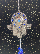 Evil Eye Blue Hamsa Sun Catcher Turkish Hand Palm Crystal Suncatcher Prism Wall Hanging Large Rainbow Maker Window Nursery Decor