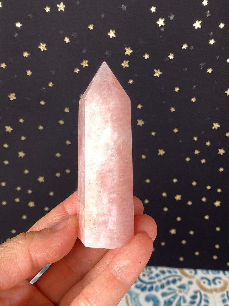 2.1-3.5" Rose Quartz, Lapis Lazuli, Clear Quartz Obelisk Tower Points, Beginner Crystal Lot Set of 3 Healing Crystals Gift