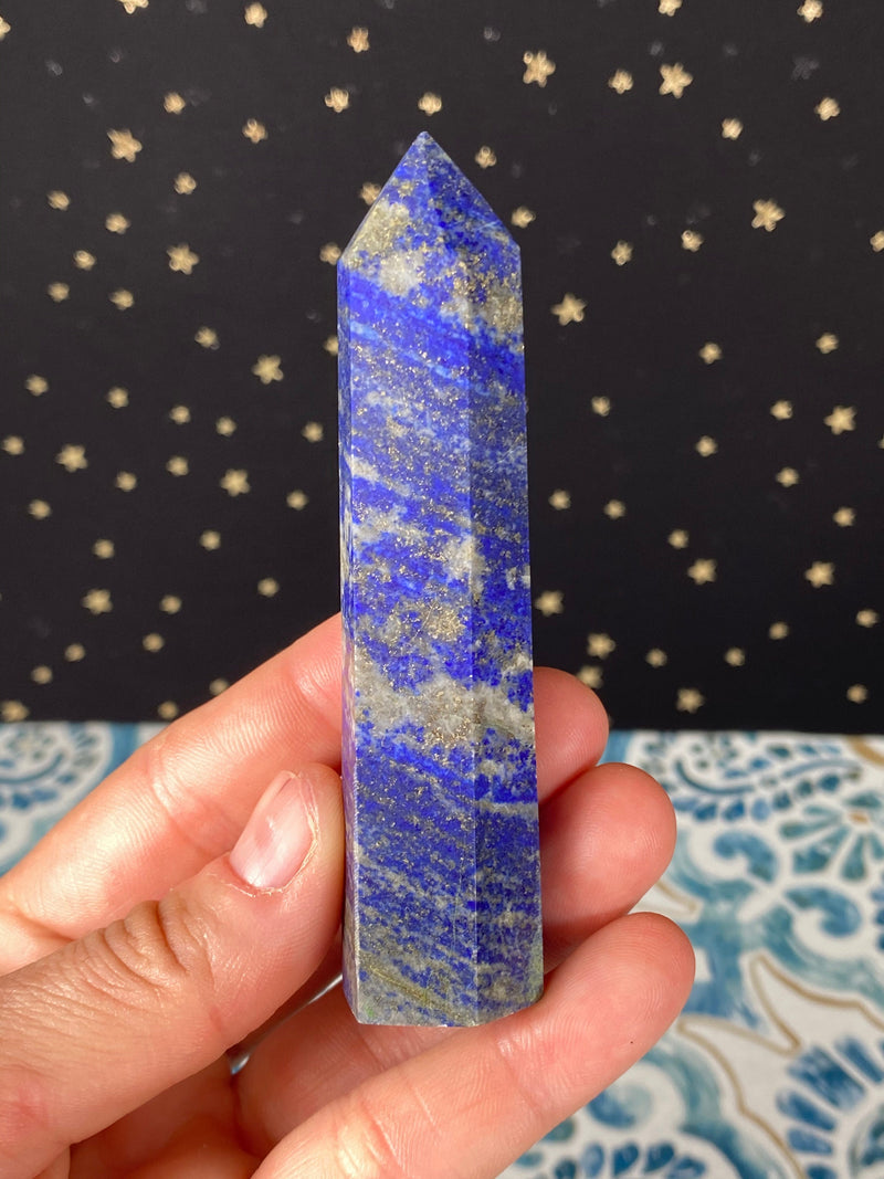 2.1-3.5" Rose Quartz, Lapis Lazuli, Clear Quartz Obelisk Tower Points, Beginner Crystal Lot Set of 3 Healing Crystals Gift