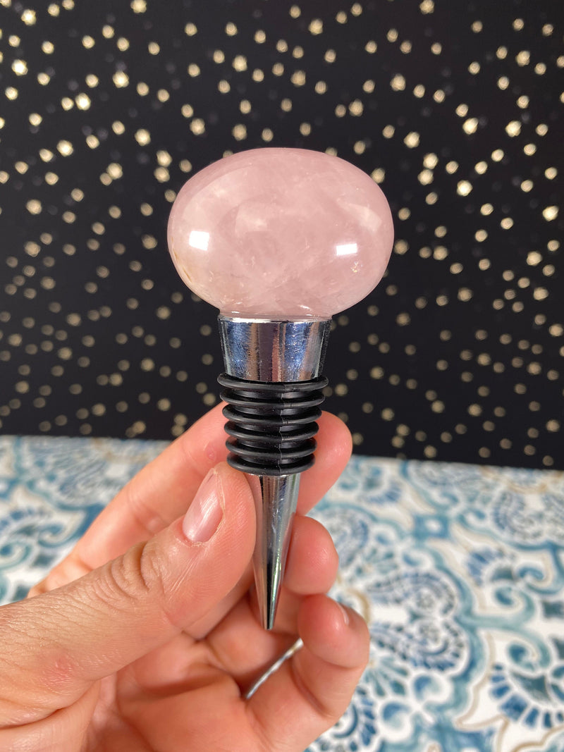 Crystal Wine Bottle Stopper Rose Quartz Ball, Amethyst Geode, Clear Quartz Terminated Point, Bottle Stoppers Christmas Birthday Gift Set
