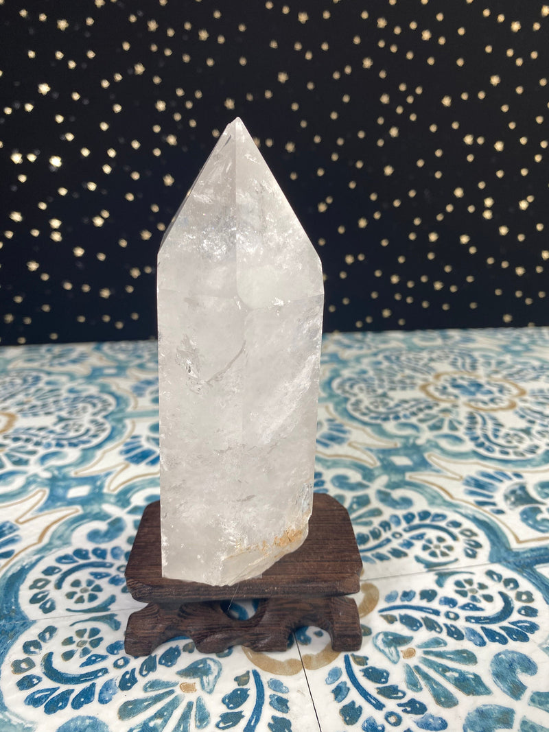 4.9” Large Clear Quartz Quartz Tower MANY RAINBOWS! 670g Self Standing Point from Madagascar Display Natural Crystal Column XL Huge Gift A