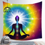 XL 60x80" Chakra Mandala Meditation Black Light Tapestry Wall Hanging Festival Large Bright Colors Buddhist Yoga Studio Lights Remote