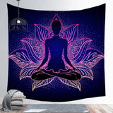 XL 60x80" Purple Lotus Black Light Tapestry Wall Hanging Bedroom Decor Large Buddhist Festival Chakra Spiritual Meditation Room LED Remote