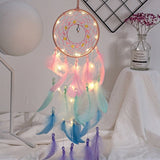 Feather Dream Catcher, Pink, Mint, Lavender, Blue, Dreamcatcher Large Nursery Wall Hanging Decor, Fairy Lights