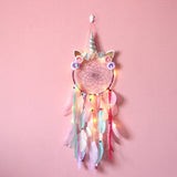 Purple Unicorn Floral Feather Beaded Dream Catcher Fairy Light Unique Wall Art Girls Kids Room Large Lavender Teal Mint Dreamcatcher Nursery