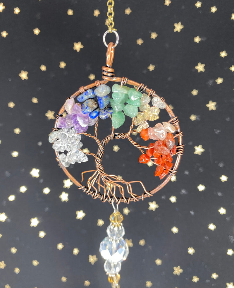 Tree of Life Circle of Life w Gift Bag 13" x 1.8" Eternity Crystal Suncatcher Car Charm Pendant Rainbow Maker Birthday Bridesmaid