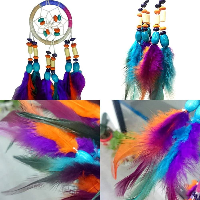 Rainbow Native American Feather Dreamcatcher Flower Rose Unique Wall Large Dream Catcher Art Girl Boy Nursery Zen Boho Decor Wood Beads